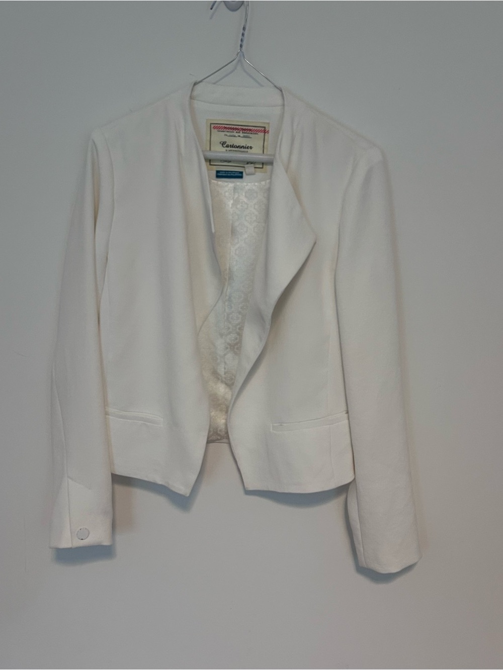 Cartonnier for Anthropologie White Open Drape Blazer